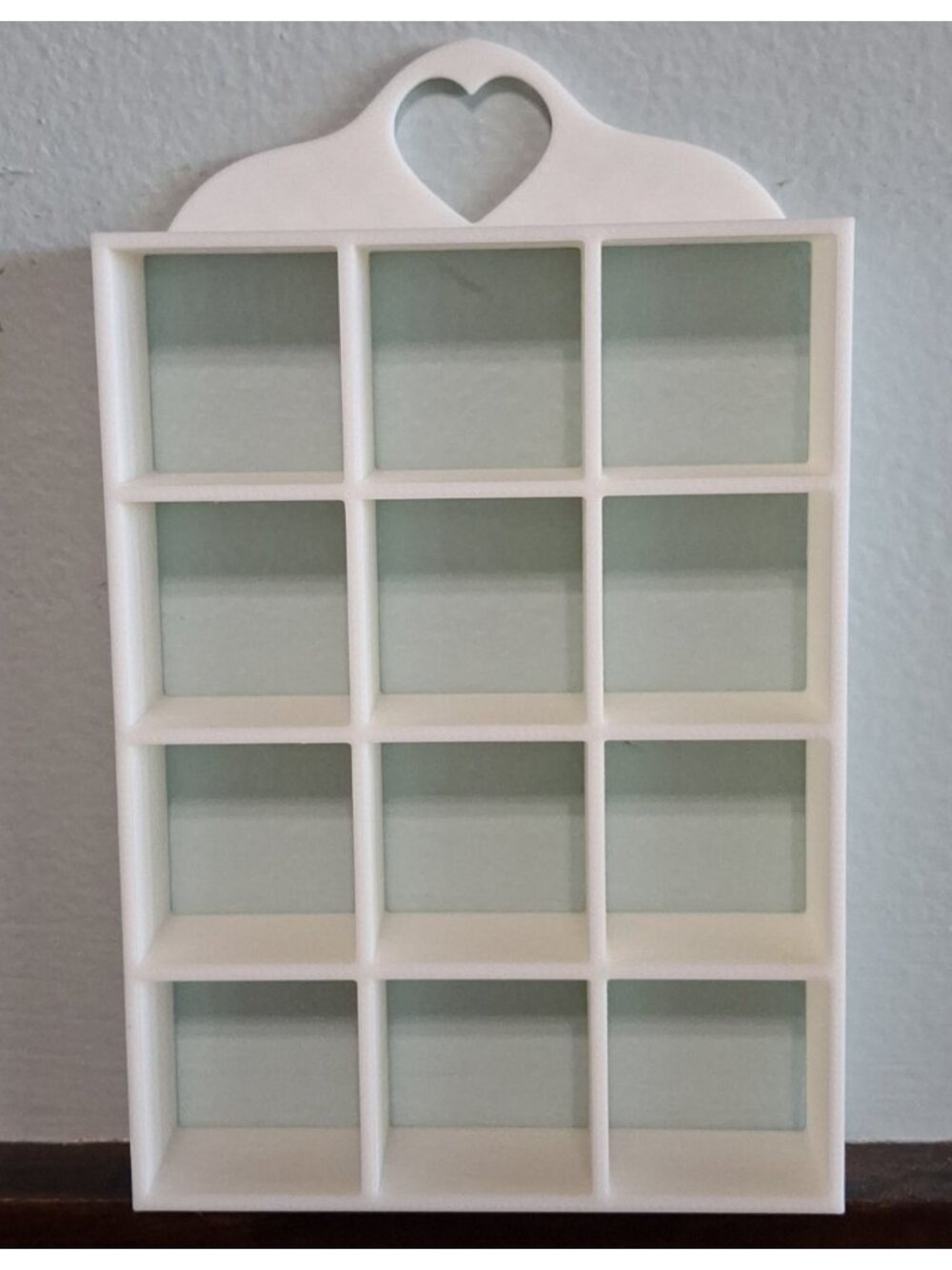 Miniature Country Cottage Chic Wall Trinket Shelf-White-Heart Shape 5.5" Tall,